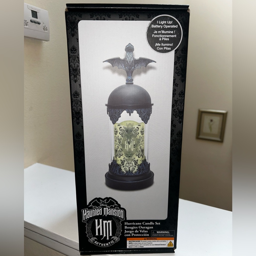 Disney Haunted Mansion Bat Hurricane Candle Holder - Color Changing - Picture 4 of 11